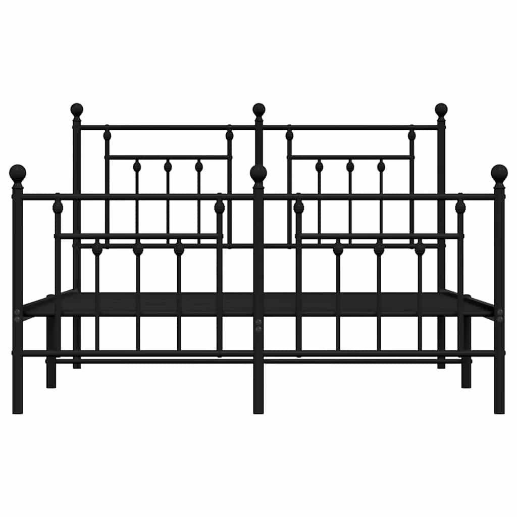 Metal Bed Frame without Mattress with Footboard Black 150x200 cm