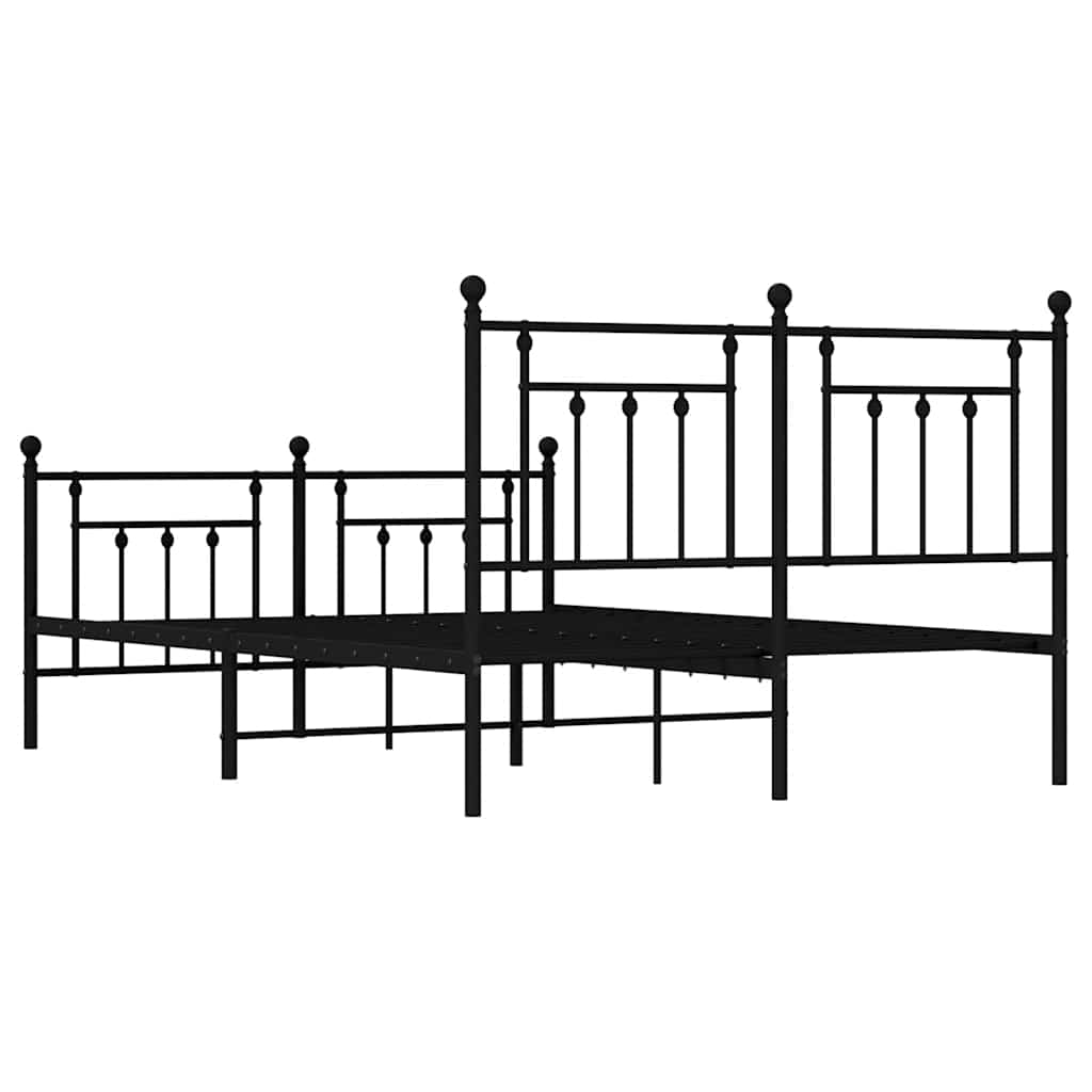 Metal Bed Frame without Mattress with Footboard Black 150x200 cm