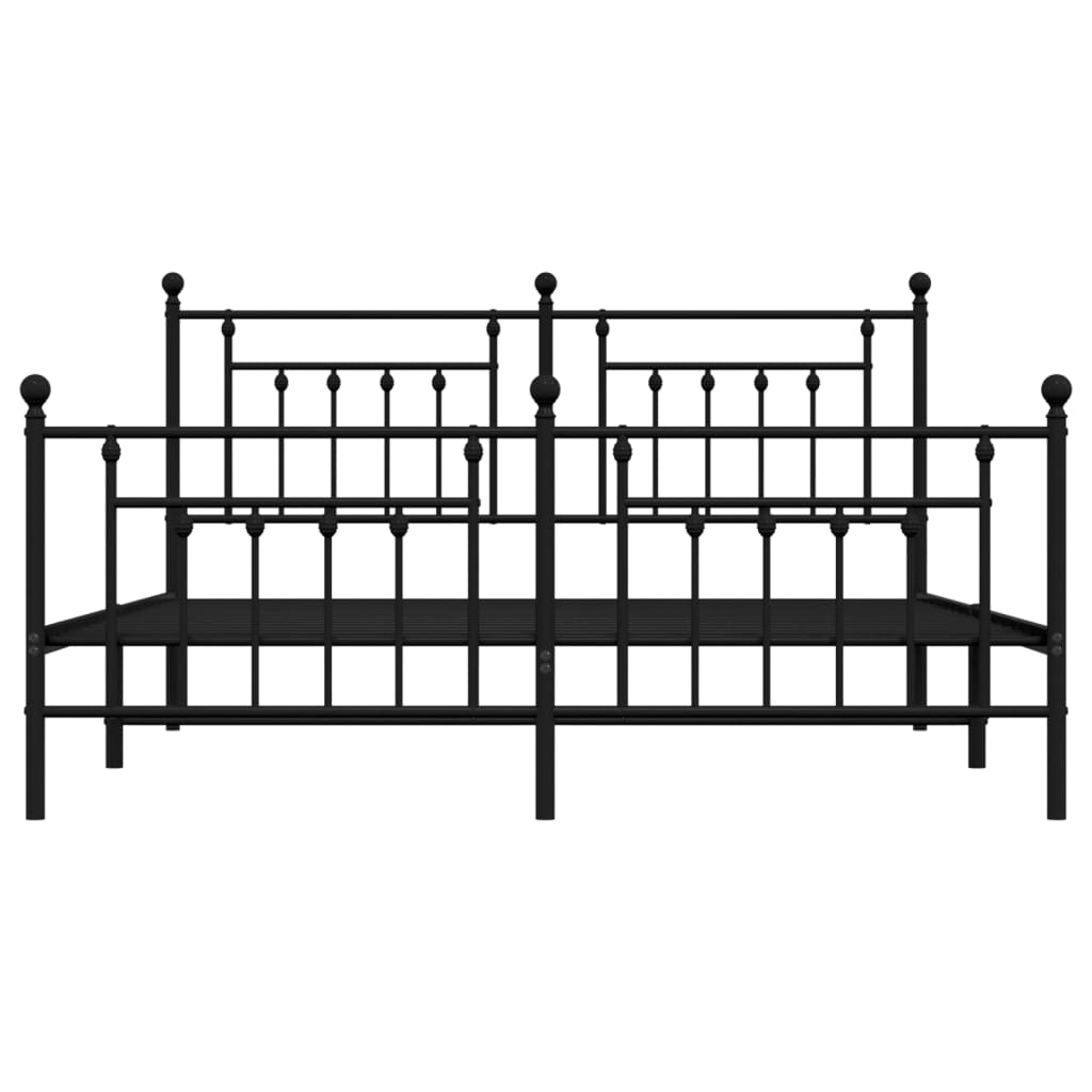 Metal Bed Frame without Mattress with Footboard Black 183x203 cm King