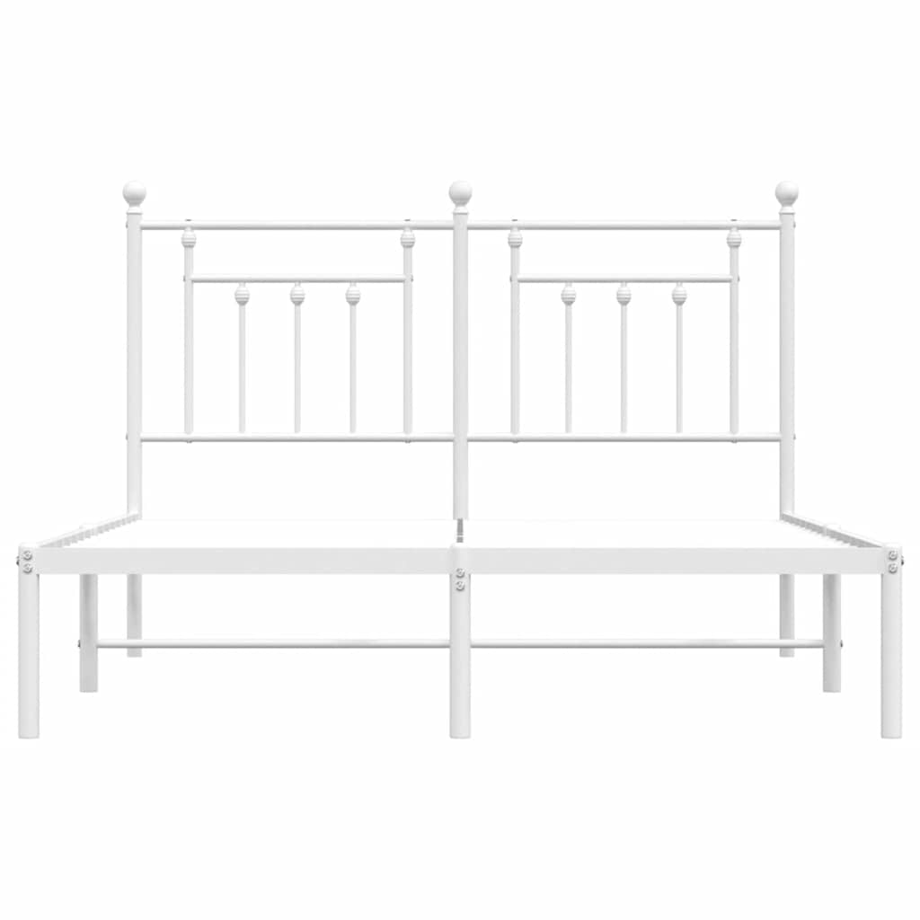 Metal Bed Frame without Mattress with Headboard White 150x200 cm