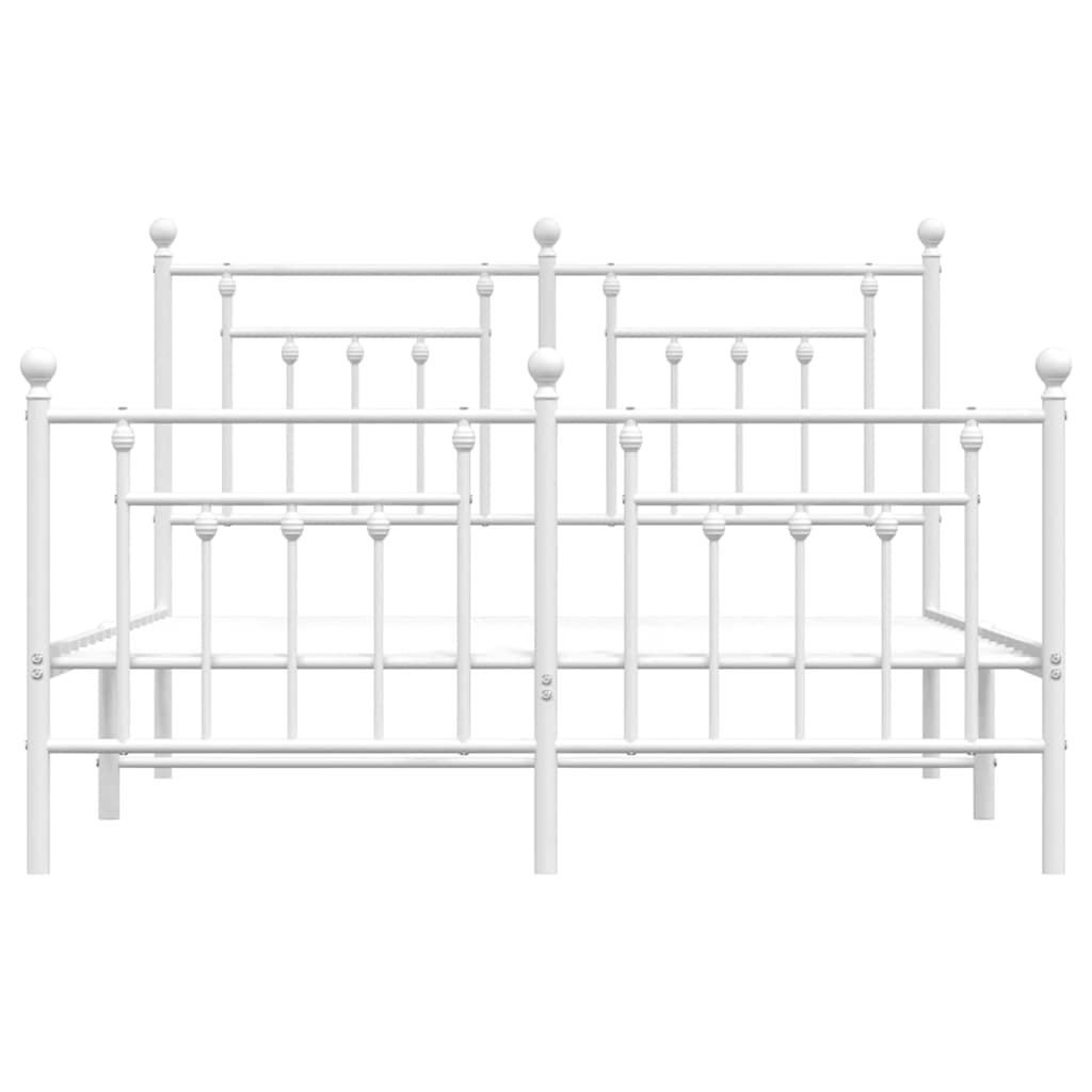 Metal Bed Frame without Mattress with Footboard White 150x200 cm