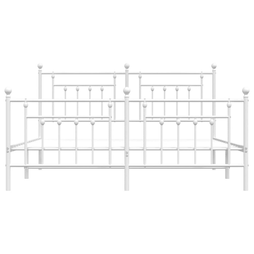 Metal Bed Frame without Mattress with Footboard White 183x203 cm King