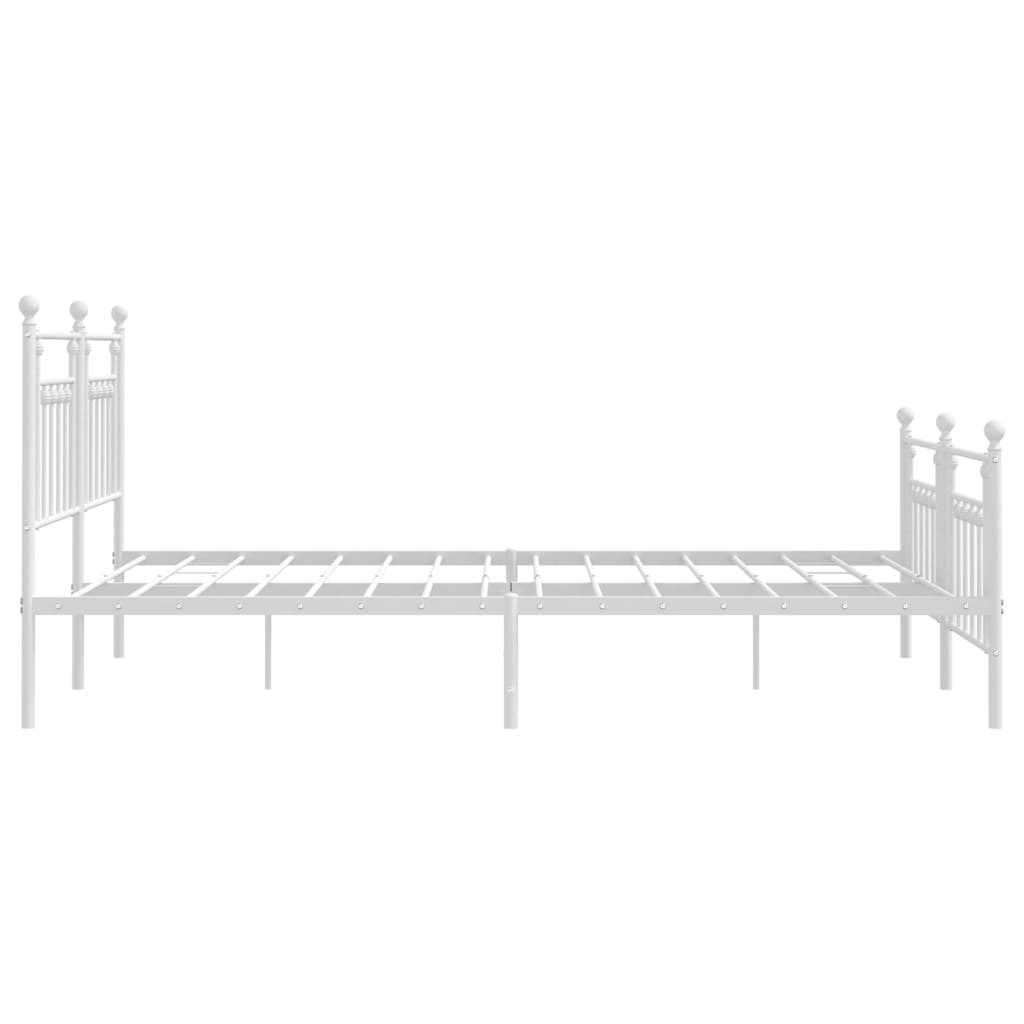 Metal Bed Frame without Mattress with Footboard White 183x203 cm King