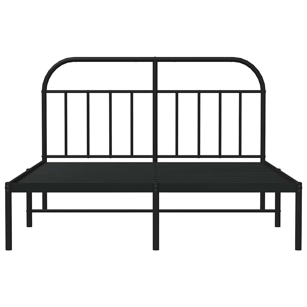 Metal Bed Frame without Mattress with Headboard Black 150x200 cm