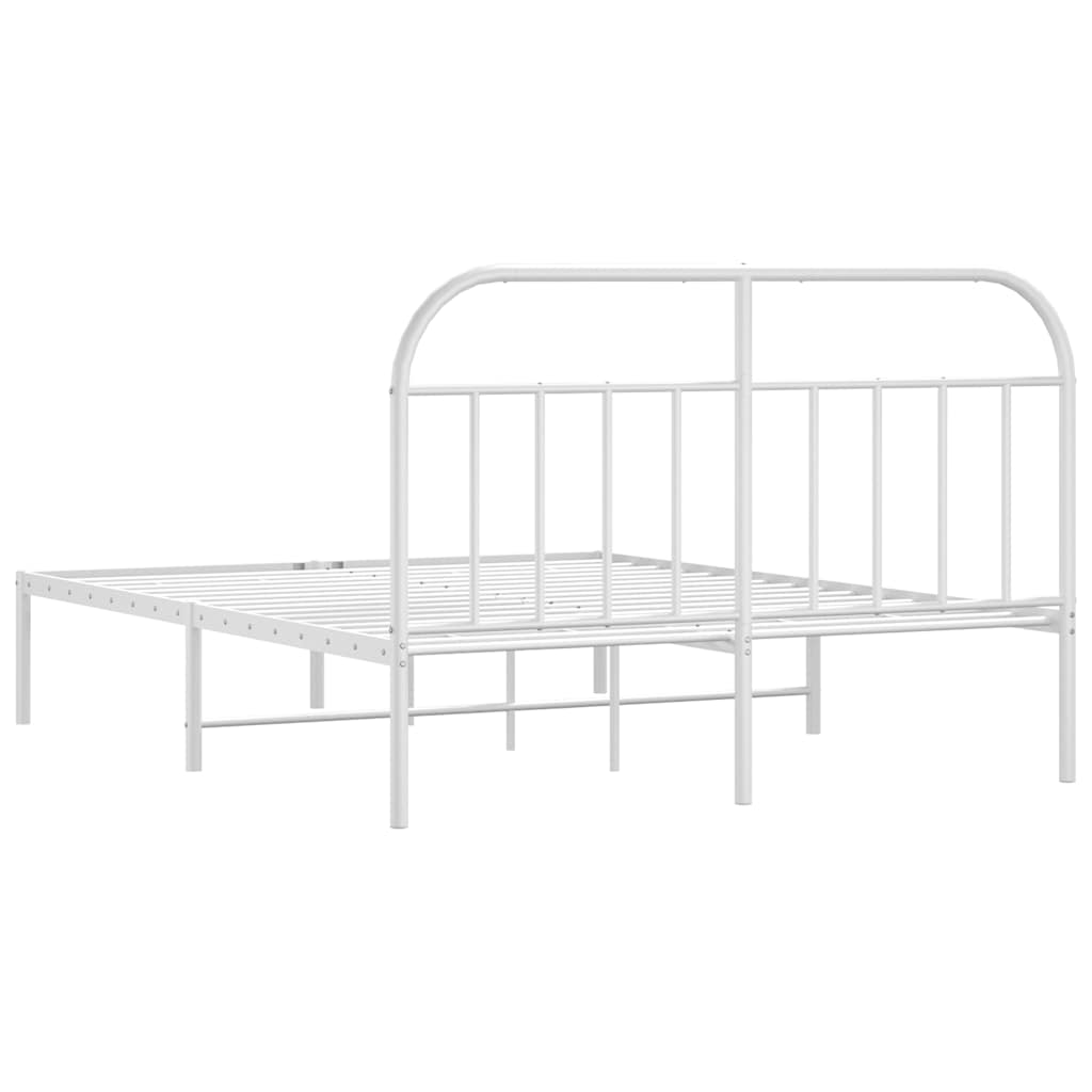 Metal Bed Frame without Mattress with Headboard White 150x200 cm