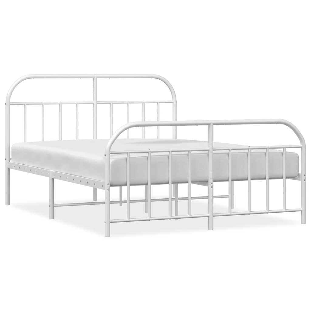 Metal Bed Frame without Mattress with Footboard White 135x190 cm