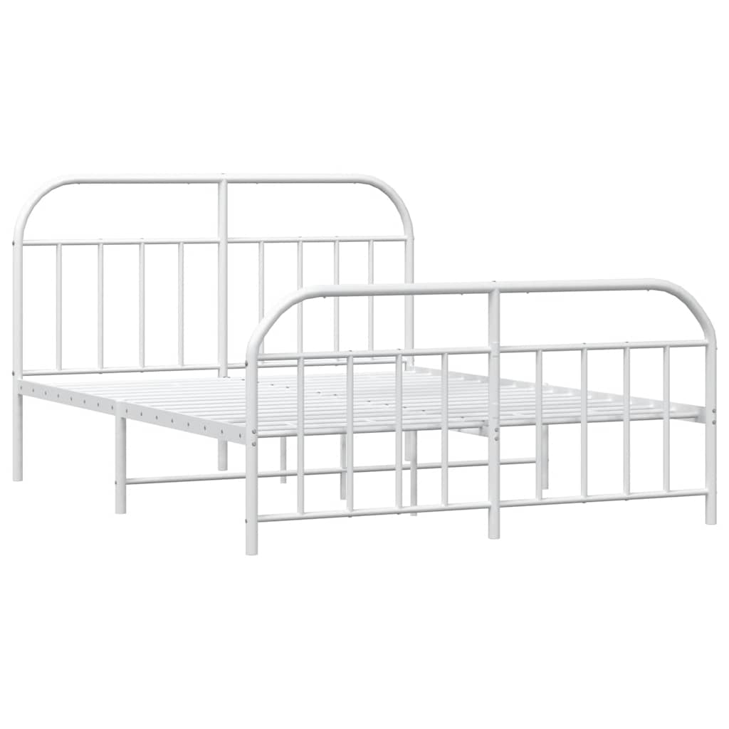 Metal Bed Frame without Mattress with Footboard White 135x190 cm