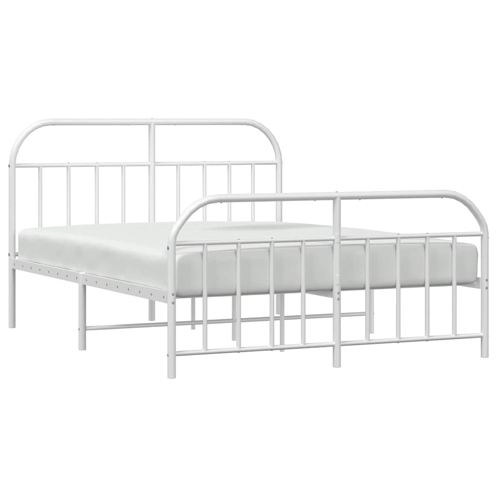 Metal Bed Frame without Mattress with Footboard White 135x190 cm