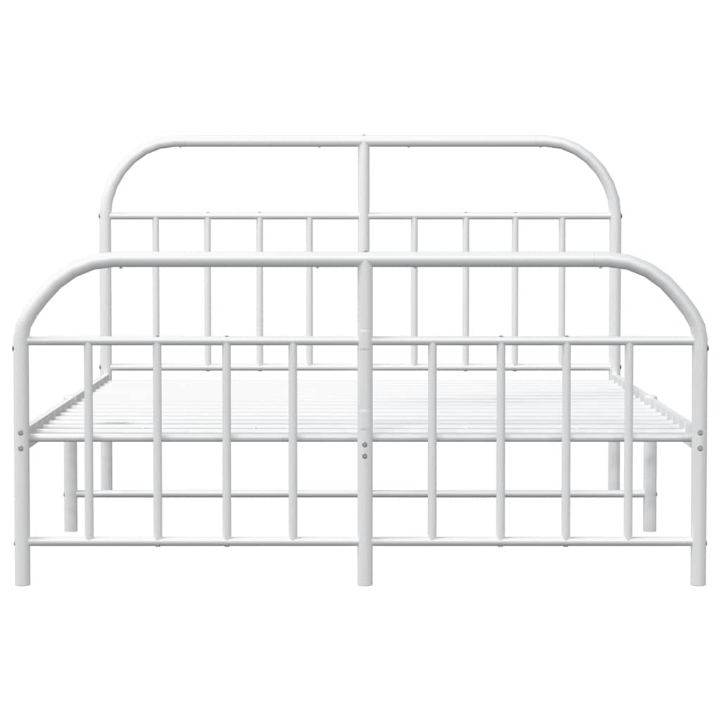 Metal Bed Frame without Mattress with Footboard White 135x190 cm
