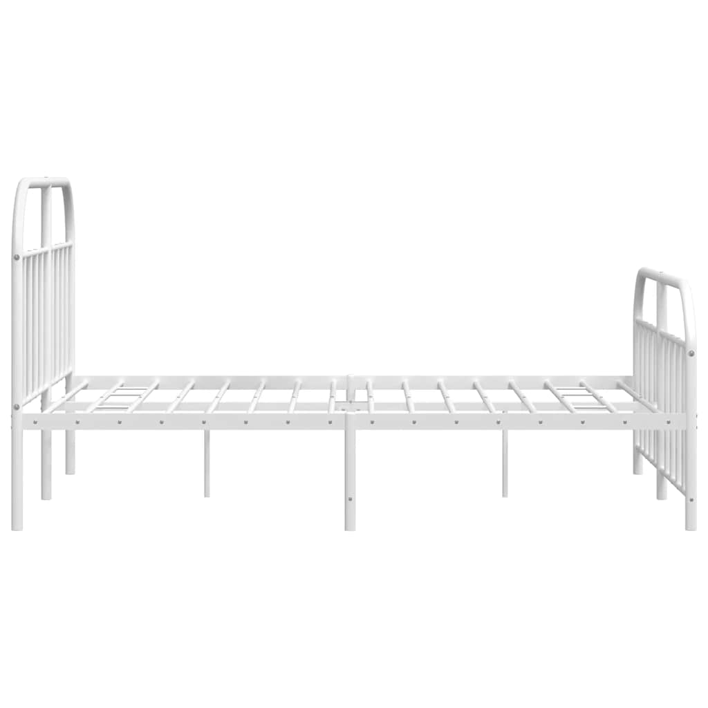 Metal Bed Frame without Mattress with Footboard White 135x190 cm