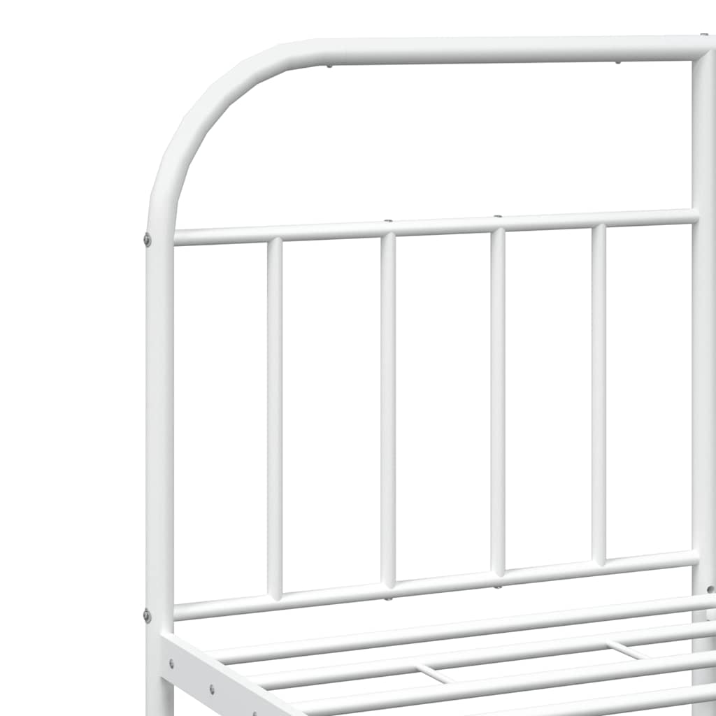Metal Bed Frame without Mattress with Footboard White 135x190 cm