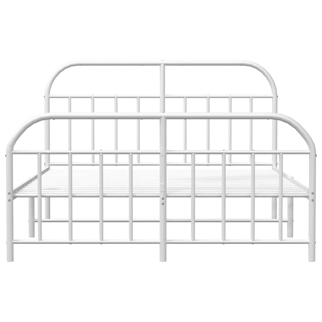 Metal Bed Frame without Mattress with Footboard White 150x200 cm