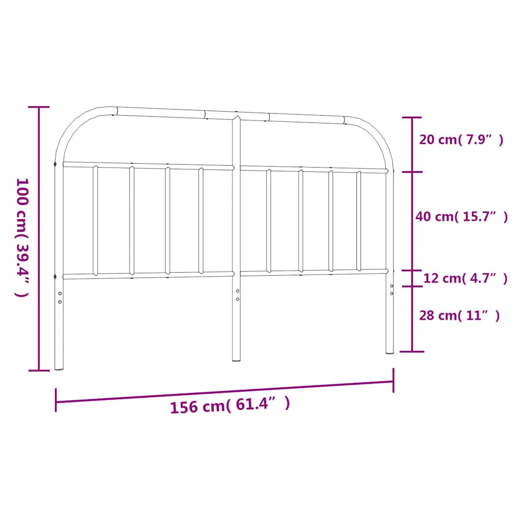 Metal Headboard White 152 cm Queen