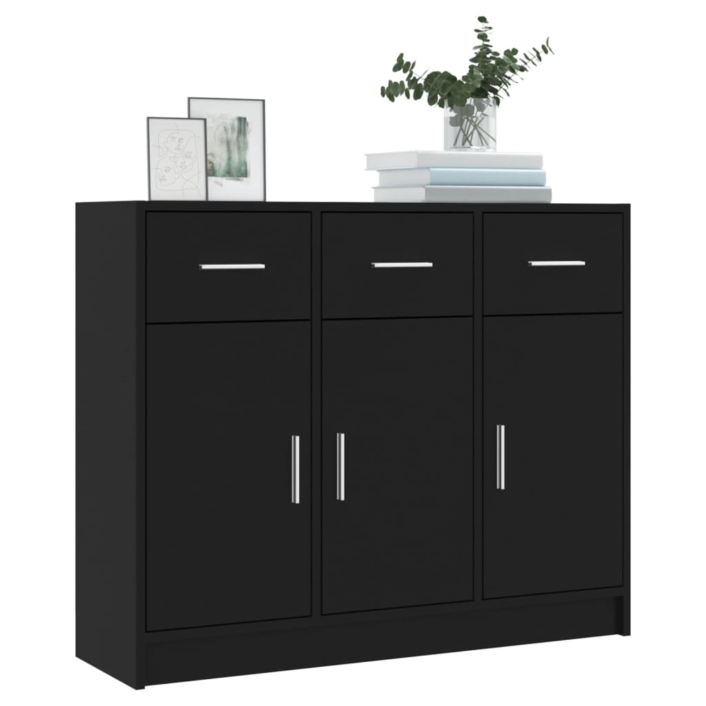 Sideboard Black 91x28x75 cm Engineered Wood