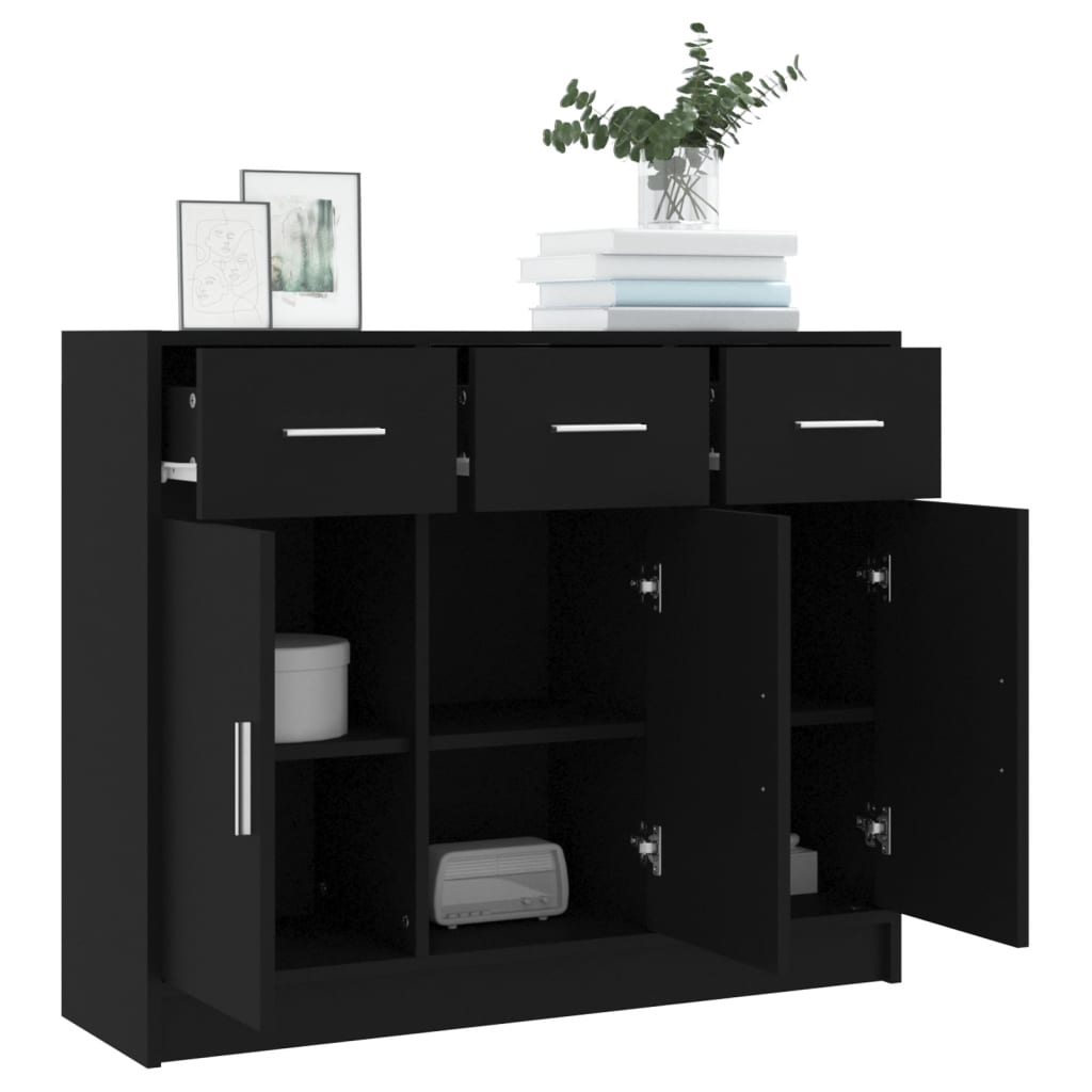 Sideboard Black 91x28x75 cm Engineered Wood