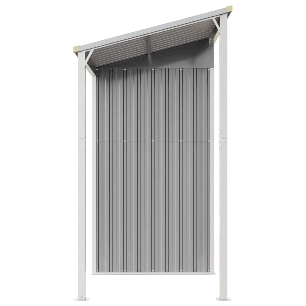 Garden Shed with Extended Roof Light Grey 277x107x181 cm Steel
