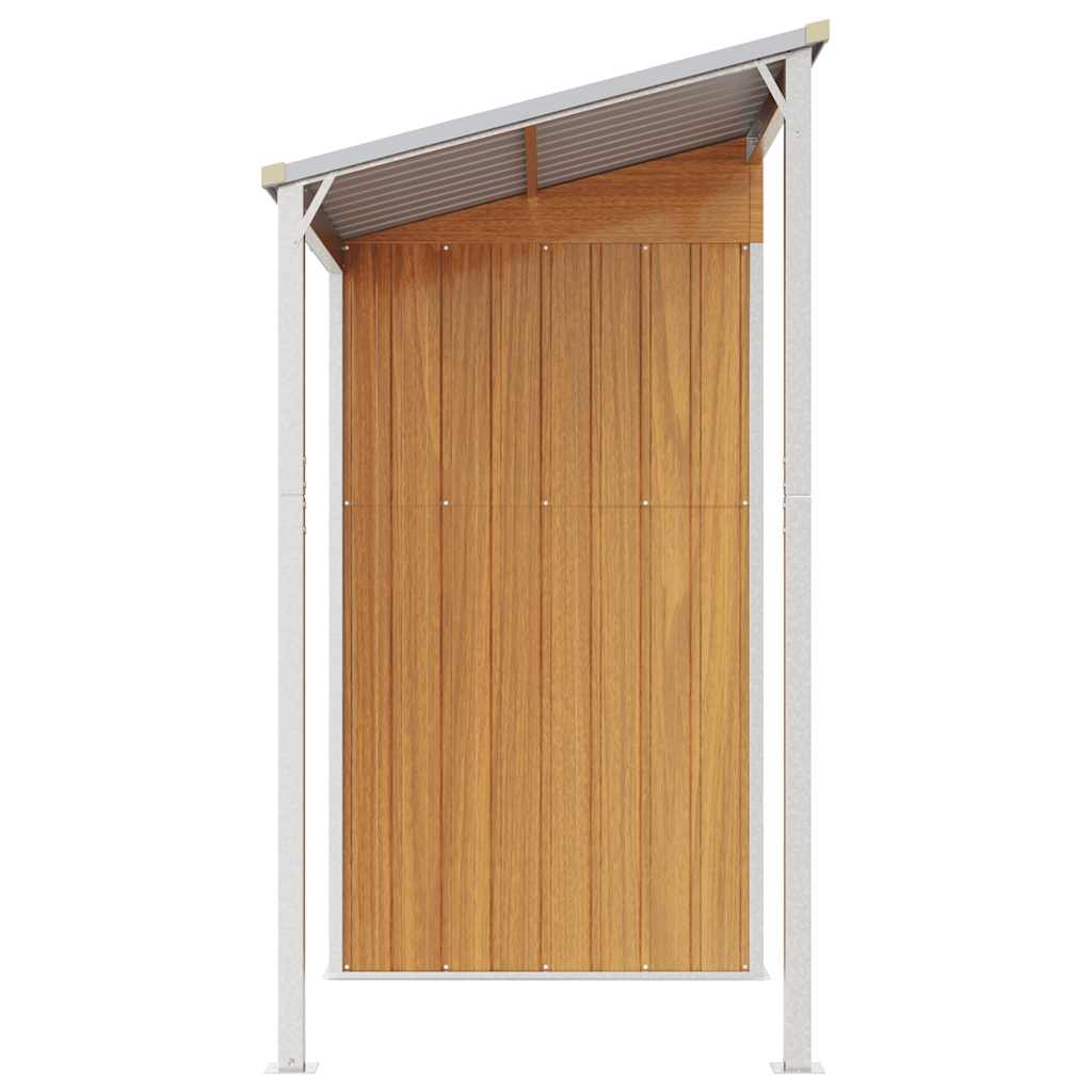 Garden Shed with Extended Roof Light Brown 277x107x181 cm Steel