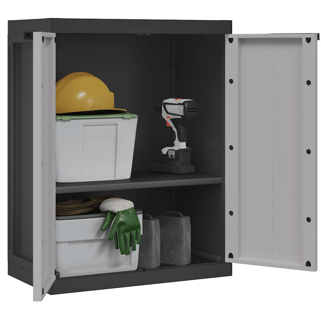 Outdoor Storage Cabinet Grey and Black 65x37x85 cm PP