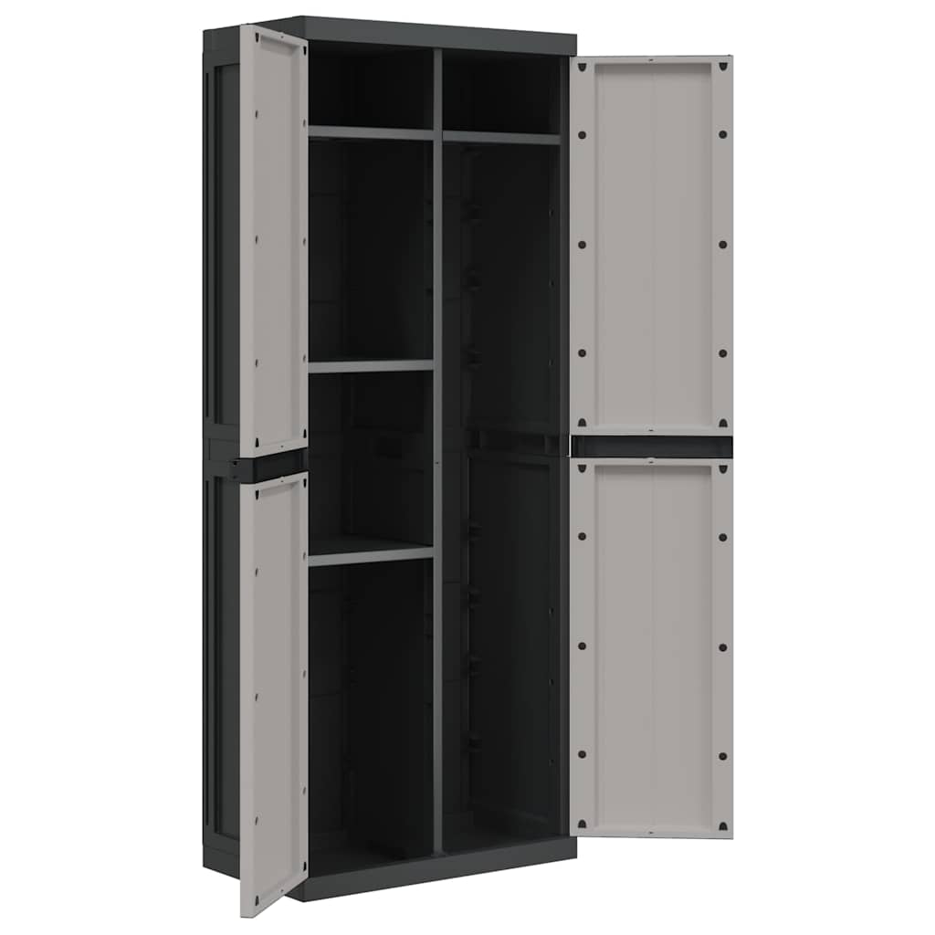 Outdoor Storage Cabinet Grey and Black 65x37x165 cm PP