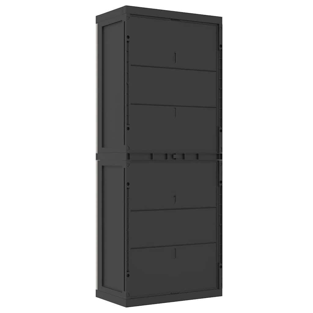 Outdoor Storage Cabinet Grey and Black 65x37x165 cm PP