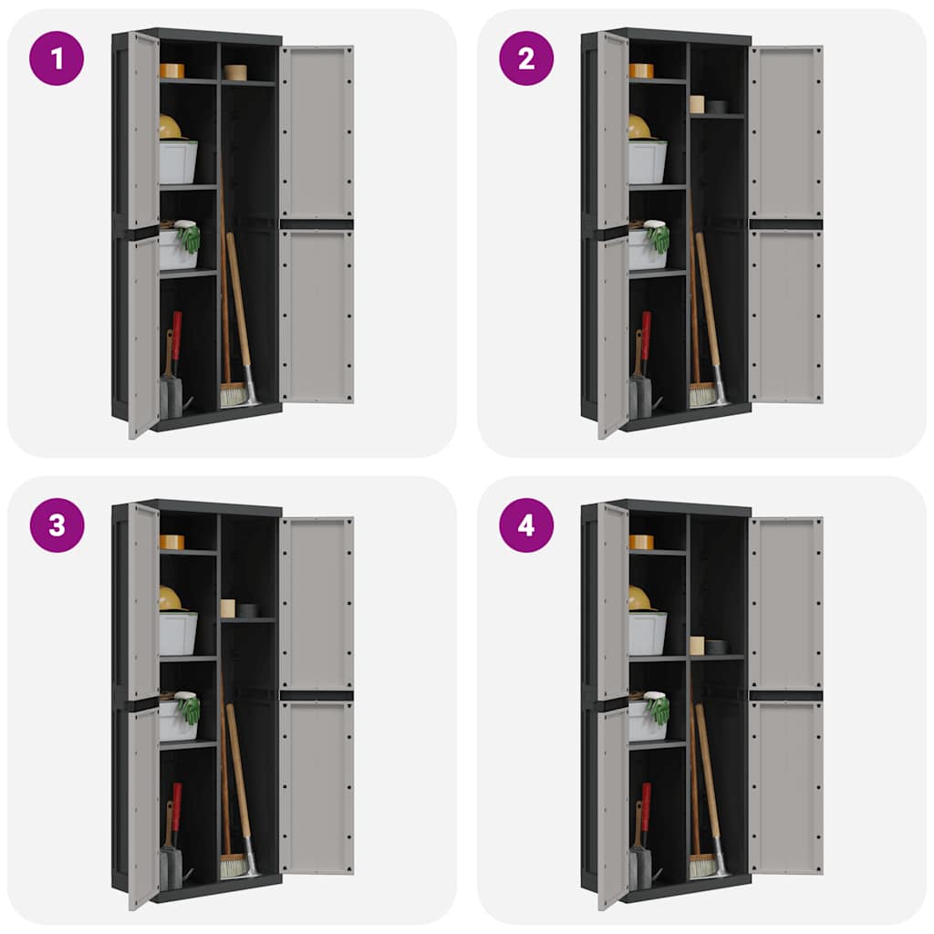 Outdoor Storage Cabinet Grey and Black 65x37x165 cm PP