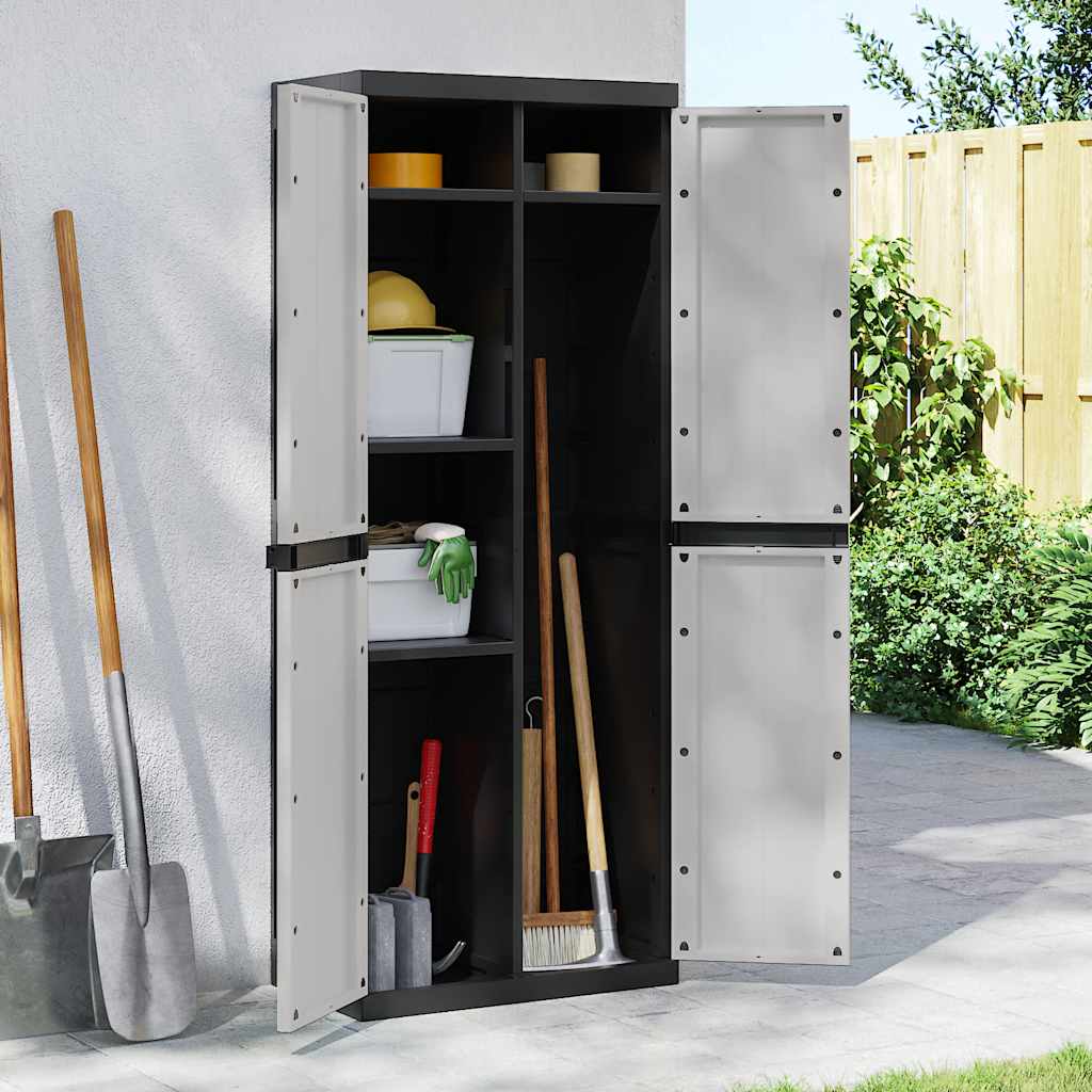 Outdoor Storage Cabinet Grey and Black 65x37x165 cm PP