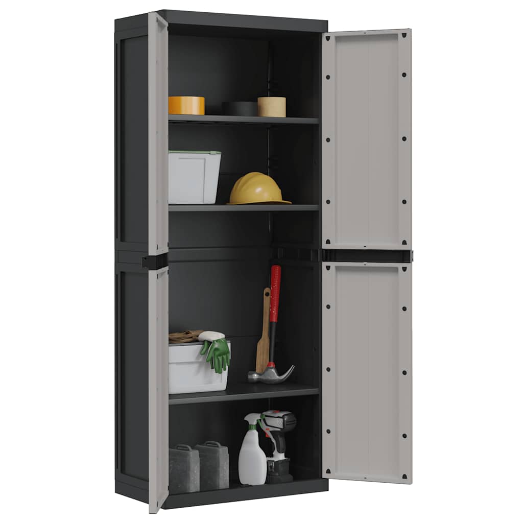 Outdoor Storage Cabinet Grey and Black 65x37x165 cm PP