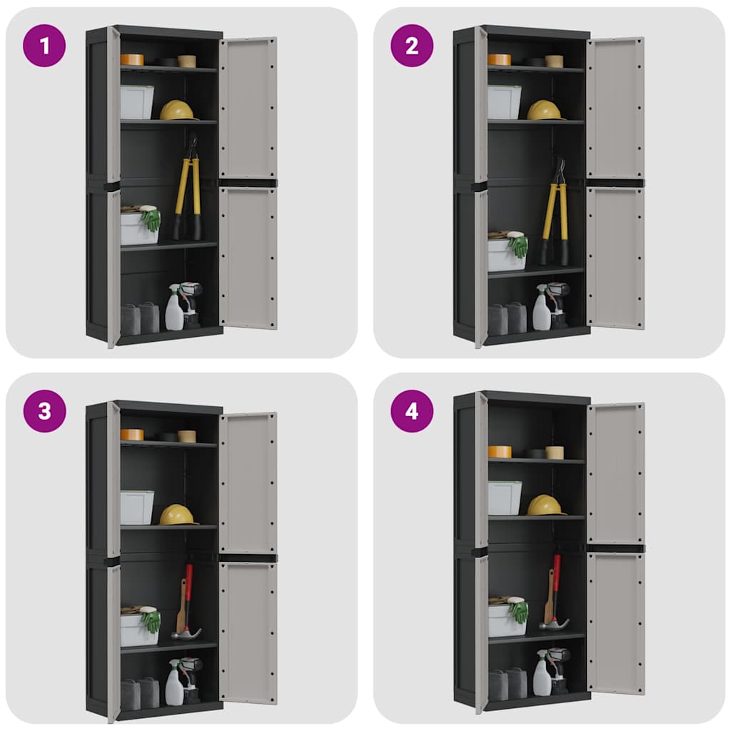 Outdoor Storage Cabinet Grey and Black 65x37x165 cm PP