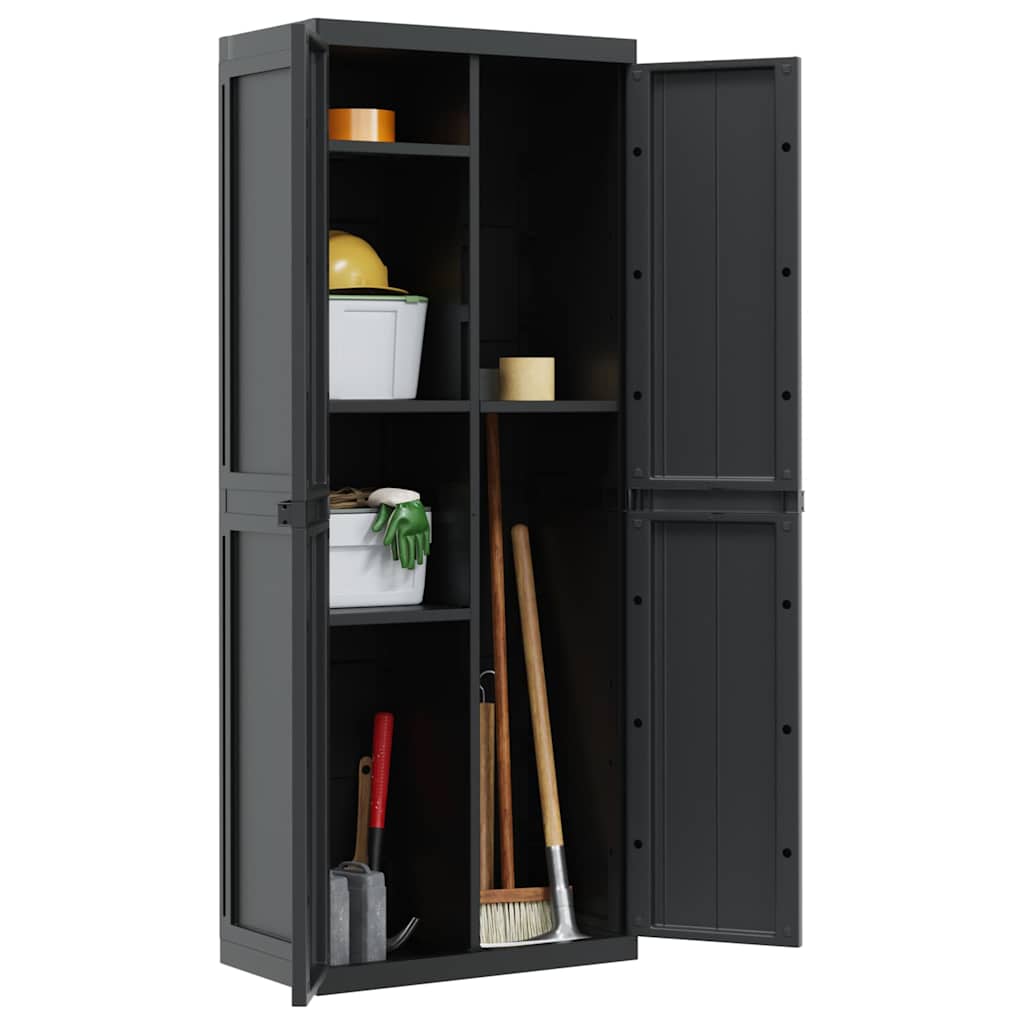 Outdoor Storage Cabinet Black 65x37x165 cm PP