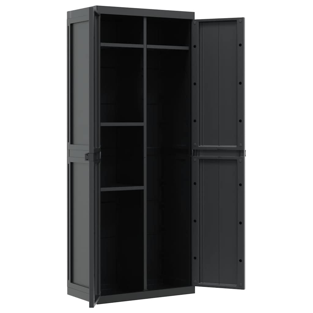 Outdoor Storage Cabinet Black 65x37x165 cm PP