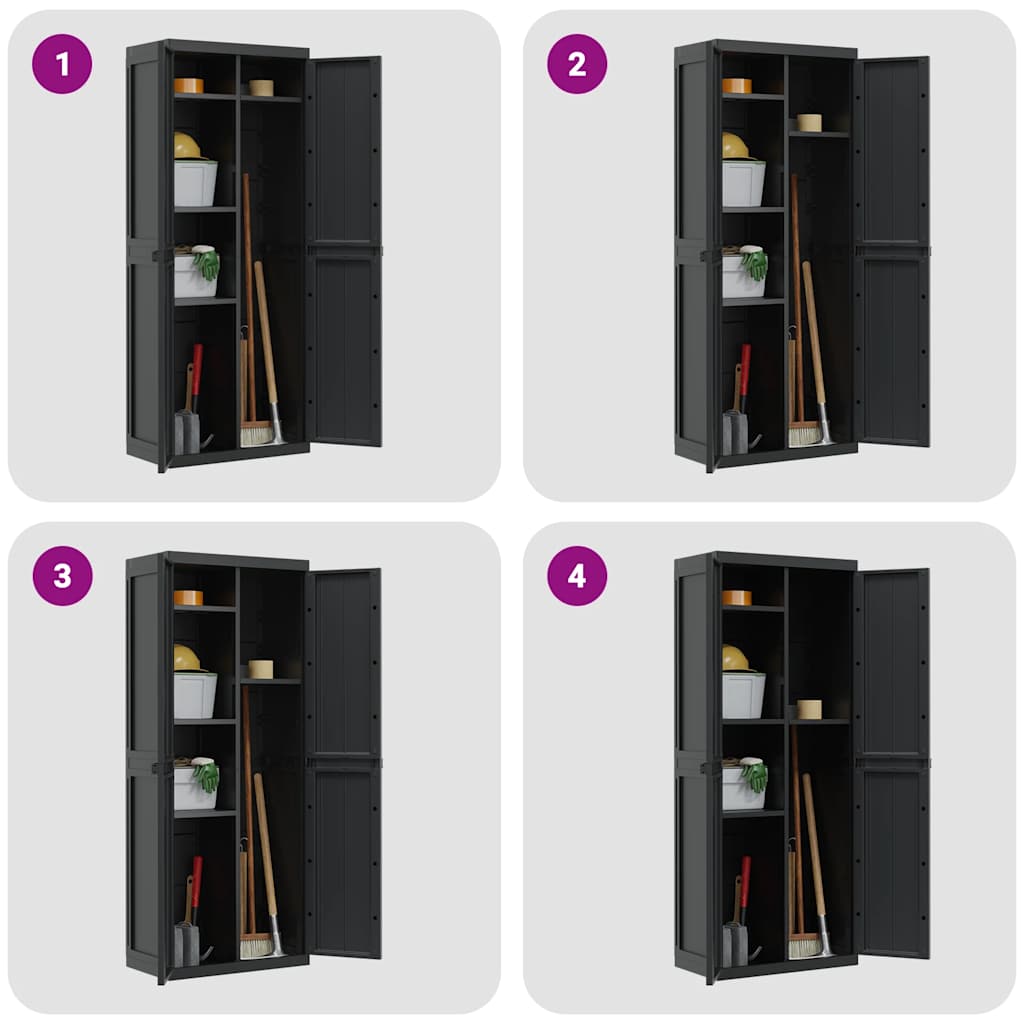 Outdoor Storage Cabinet Black 65x37x165 cm PP