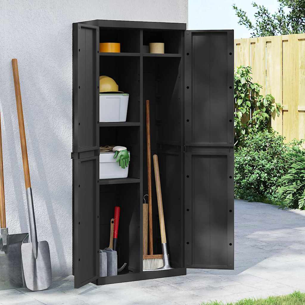 Outdoor Storage Cabinet Black 65x37x165 cm PP