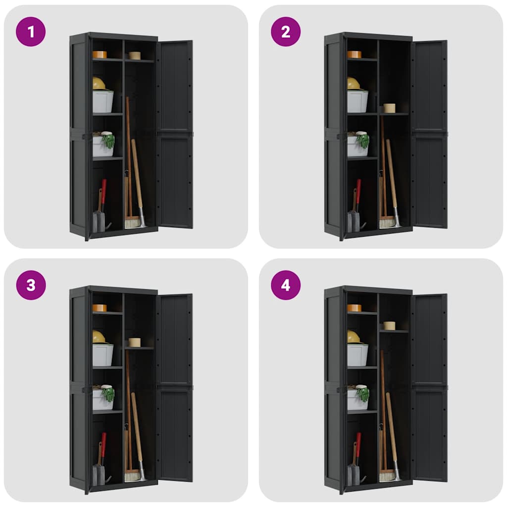Outdoor Storage Cabinet Black 65x37x165 cm PP
