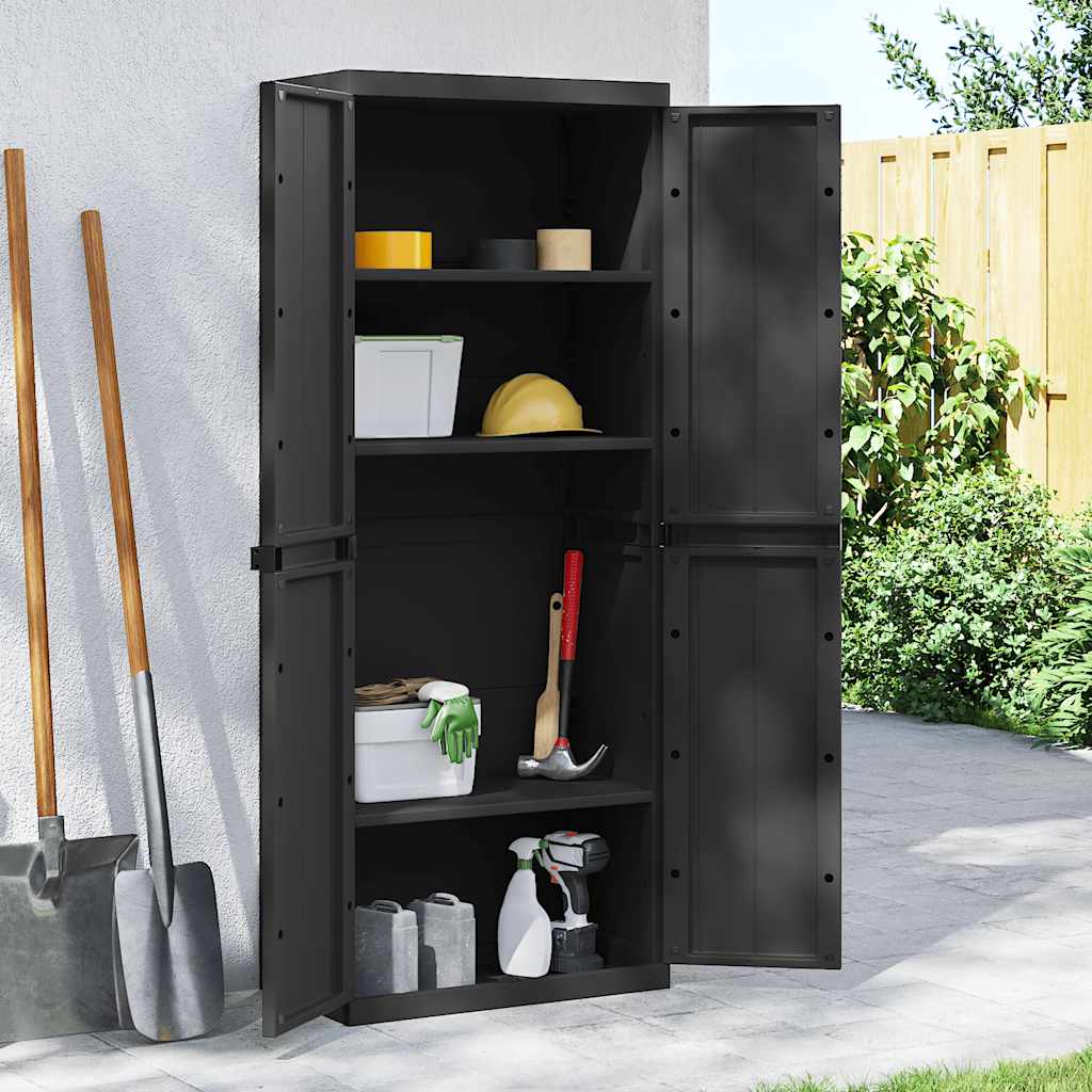 Outdoor Storage Cabinet Black 65x37x165 cm PP