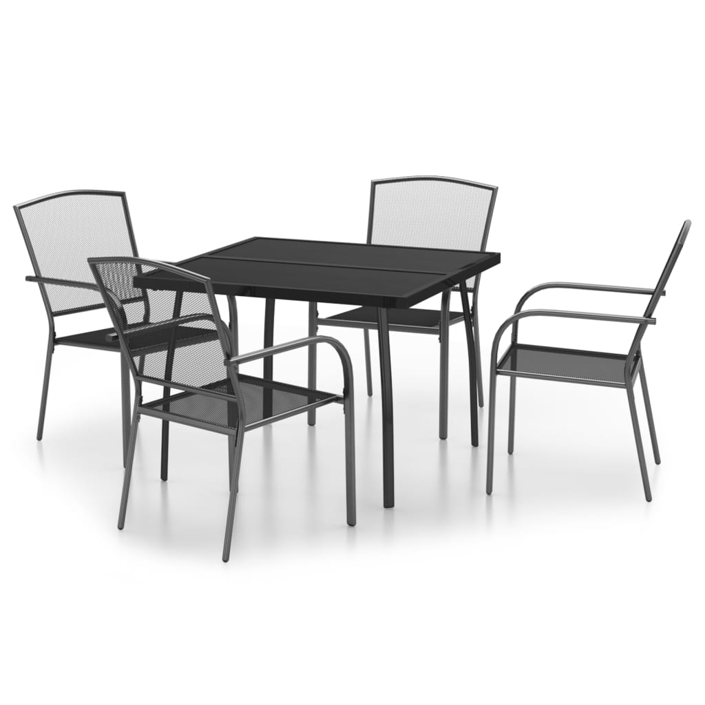 5 Piece Garden Dining Set Anthracite Steel