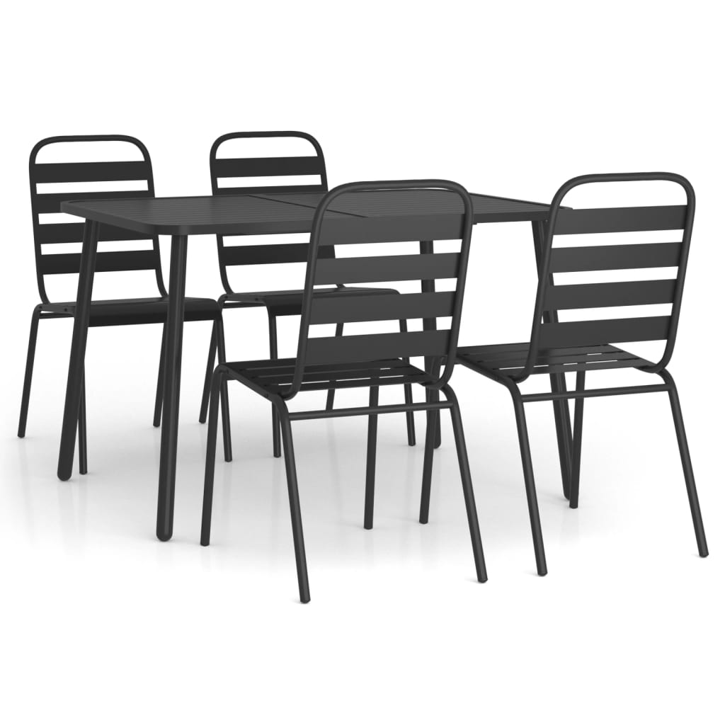 5 Piece Garden Dining Set Anthracite Steel