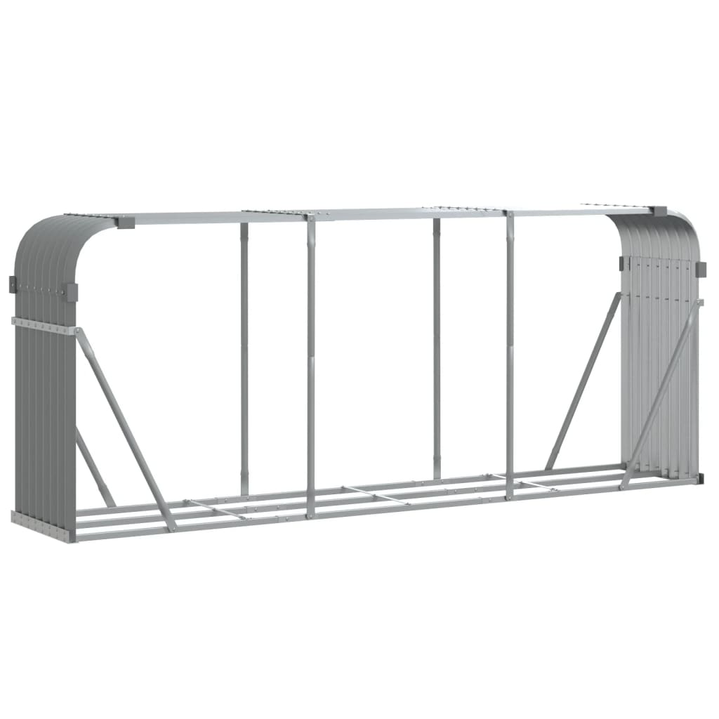 Log Holder Light Grey 234x45x100 cm Galvanised Steel