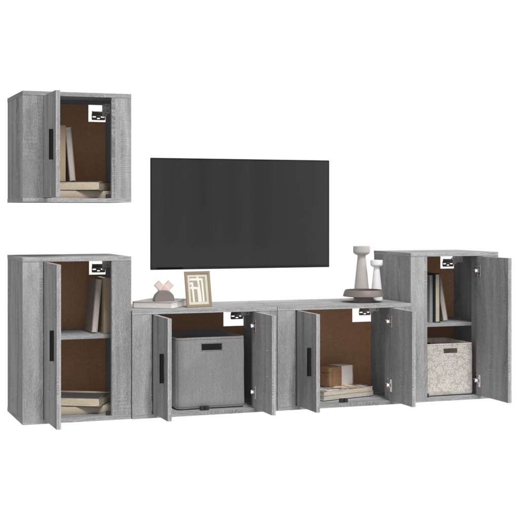 5 Piece TV Cabinet Set Grey Sonoma Engineered Wood