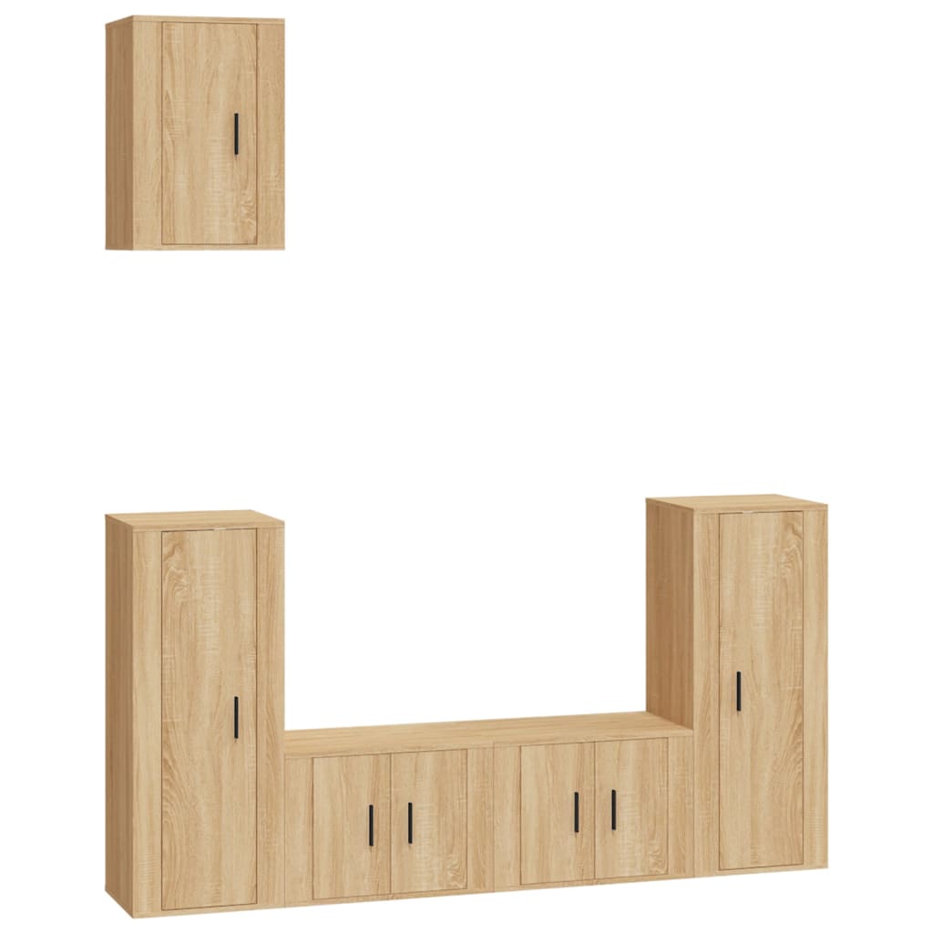 5 Piece TV Cabinet Set Sonoma Oak Engineered Wood