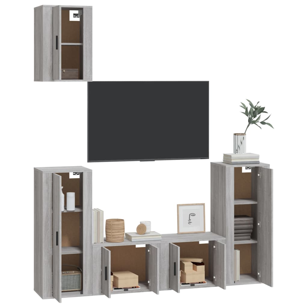 5 Piece TV Cabinet Set Grey Sonoma Engineered Wood