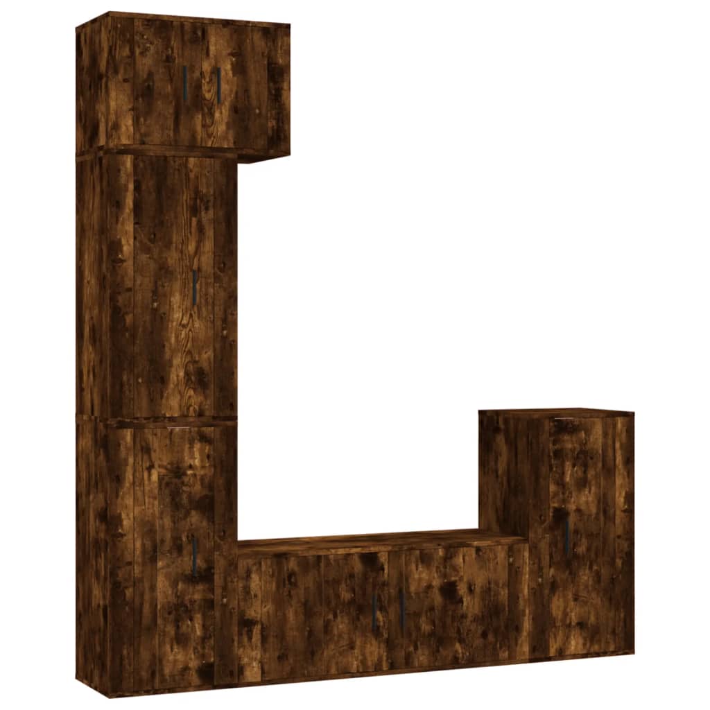 5 Piece TV Cabinet Set Smoked Oak Engineered Wood