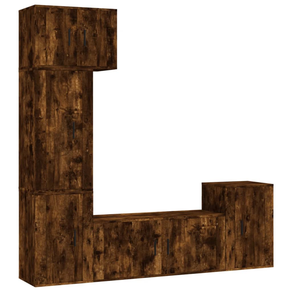 5 Piece TV Cabinet Set Smoked Oak Engineered Wood