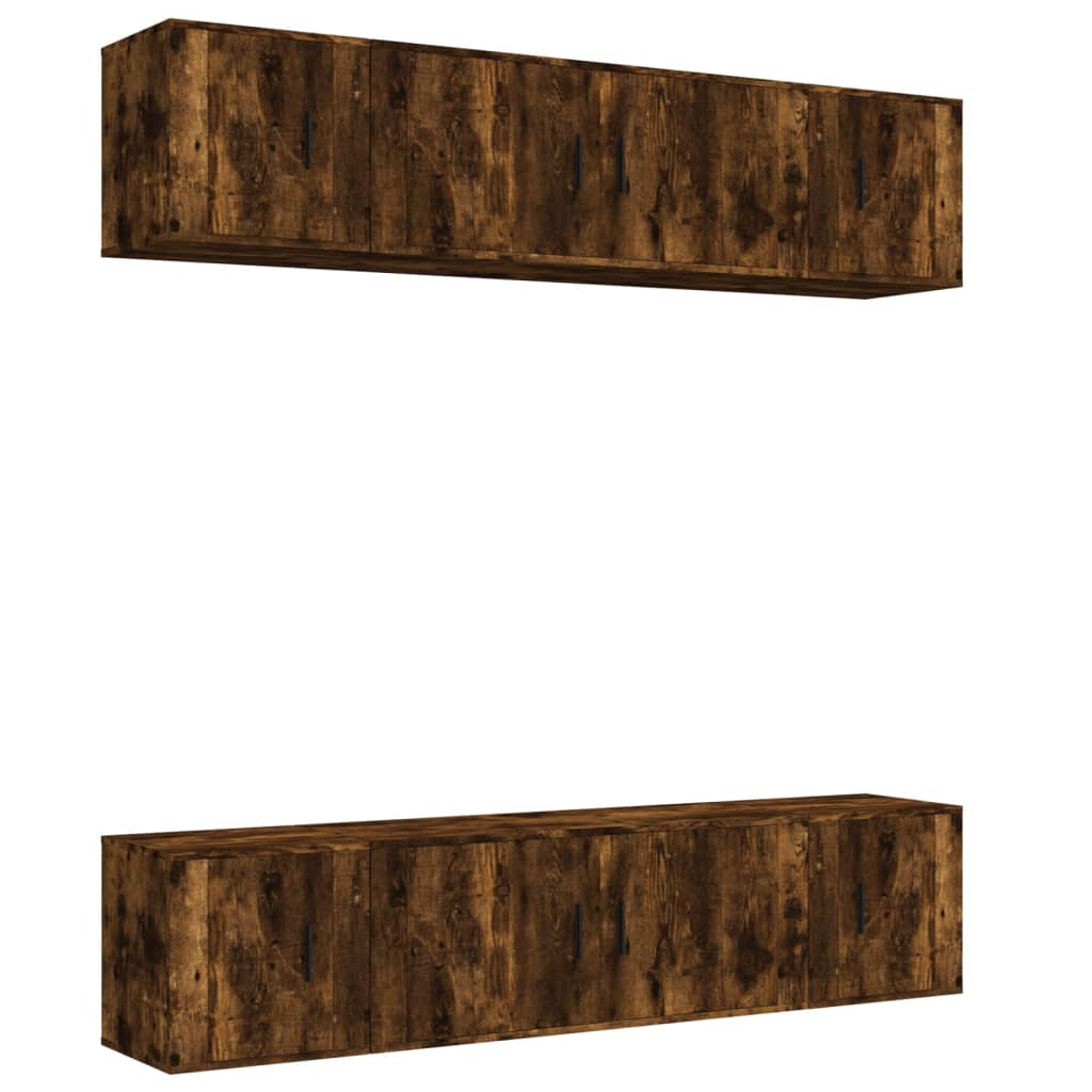 6 Piece TV Cabinet Set Smoked Oak Engineered Wood