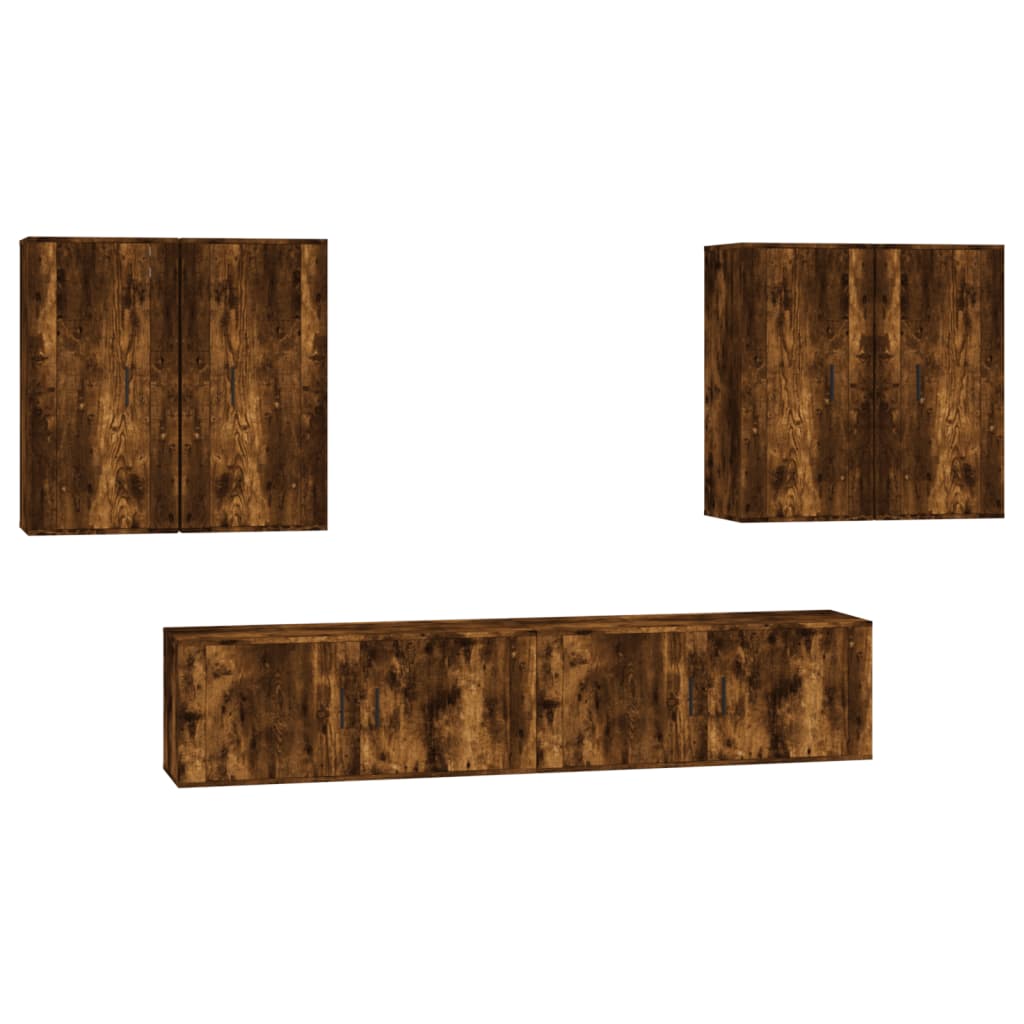 6 Piece TV Cabinet Set Smoked Oak Engineered Wood