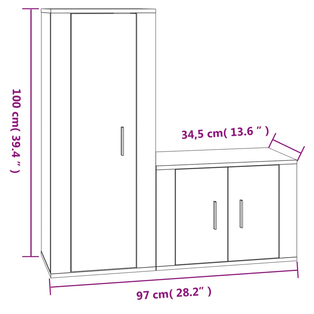 2 Piece TV Cabinet Set Grey Sonoma Engineered Wood