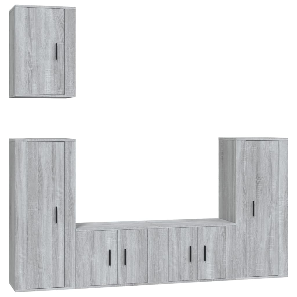 5 Piece TV Cabinet Set Grey Sonoma Engineered Wood