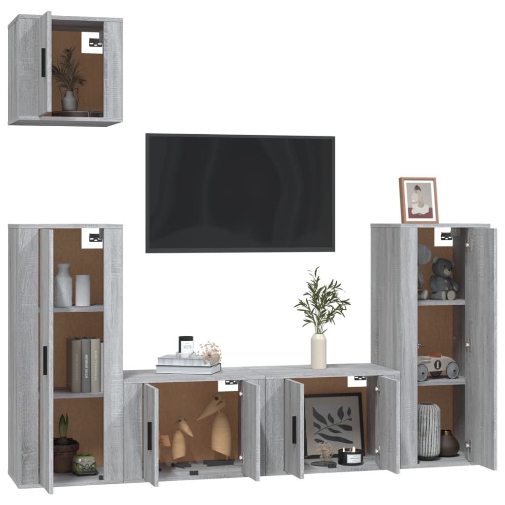 5 Piece TV Cabinet Set Grey Sonoma Engineered Wood