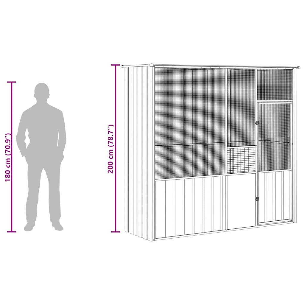 Bird Cage Grey 215x78x200 cm Galvanised Steel