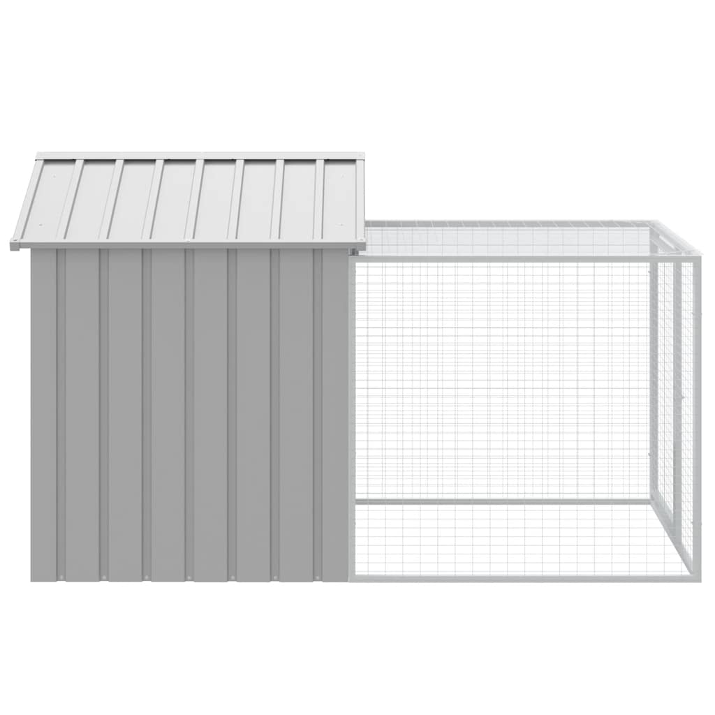 Chicken Cage with Run Light Grey 117x201x123 cm Galvanised Steel