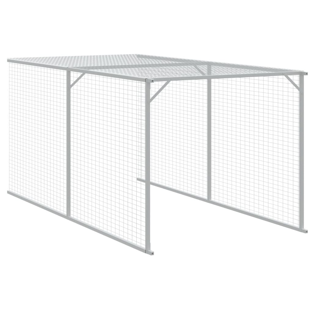 Chicken Cage with Run Light Grey 117x405x123 cm Galvanised Steel